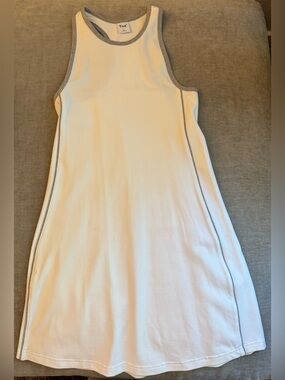 TNA White Tank Dress with Gray Trim Accents